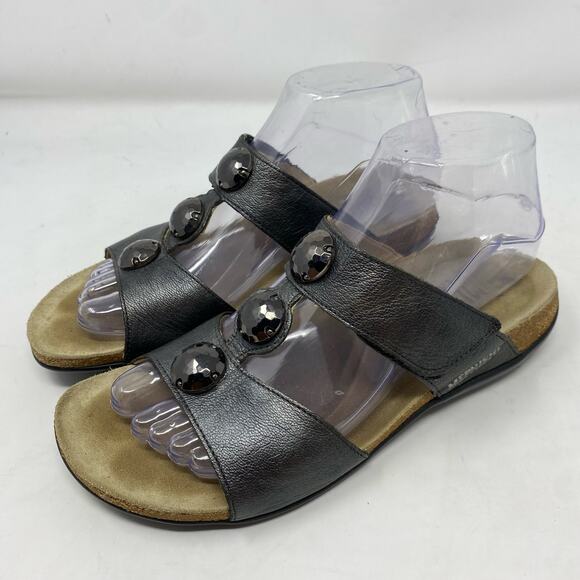 Mephisto Air Relax Leather T-Strap Slide On Sandals Womens Size 6.5 - Picture 1 of 8
